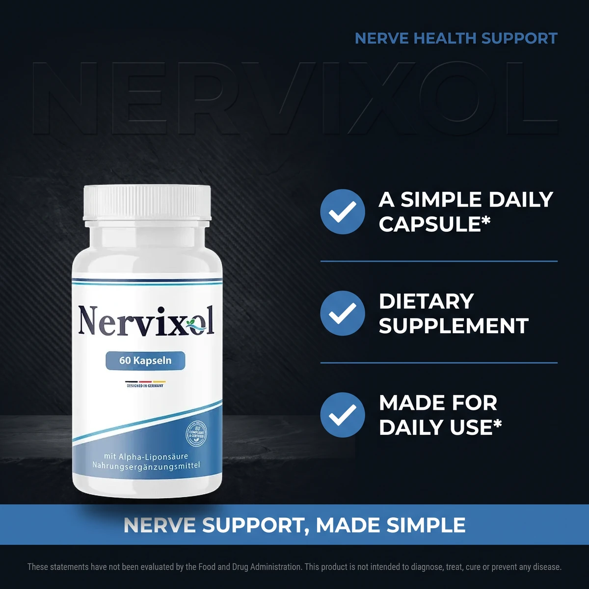 Why Nervixol: a simple daily capsule, dietary supplement, made for daily use